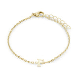 Gold IP Stainless Steel Block Initial Bracelet