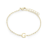 Gold IP Stainless Steel Block Initial Bracelet