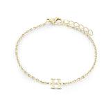 Gold IP Stainless Steel Block Initial Bracelet