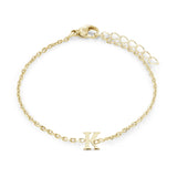 Gold IP Stainless Steel Block Initial Bracelet
