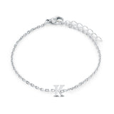 Stainless Steel Block Initial Bracelet