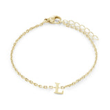 Gold IP Stainless Steel Block Initial Bracelet