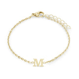 Gold IP Stainless Steel Block Initial Bracelet