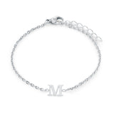 Stainless Steel Block Initial Bracelet