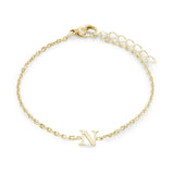 Gold IP Stainless Steel Block Initial Bracelet