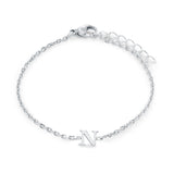 Stainless Steel Block Initial Bracelet