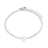 Stainless Steel Block Initial Bracelet