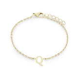 Gold IP Stainless Steel Block Initial Bracelet