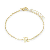 Gold IP Stainless Steel Block Initial Bracelet