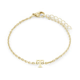 Gold IP Stainless Steel Block Initial Bracelet