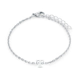 Stainless Steel Block Initial Bracelet