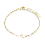 Gold IP Stainless Steel Block Initial Bracelet