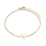 Gold IP Stainless Steel Block Initial Bracelet