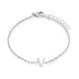Stainless Steel Block Initial Bracelet