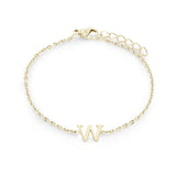 Gold IP Stainless Steel Block Initial Bracelet