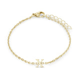 Gold IP Stainless Steel Block Initial Bracelet