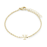 Gold IP Stainless Steel Block Initial Bracelet