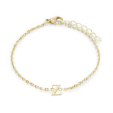 Gold IP Stainless Steel Block Initial Bracelet