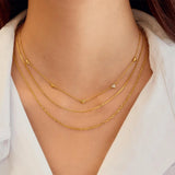Pavé Puffed Heart Station Necklace