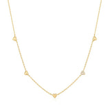 Pavé Puffed Heart Station Necklace