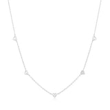 Pavé Puffed Heart Station Necklace