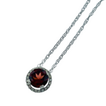 Garnet & Diamond Halo Necklace