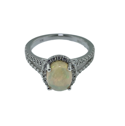 Ethiopian Opal & Diamond Ring