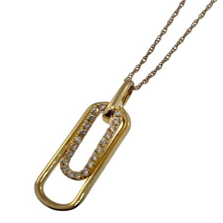 Diamond & Yellow Gold Paperclip Necklace