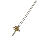 Two-toned Diamond Cross Pendant Necklace