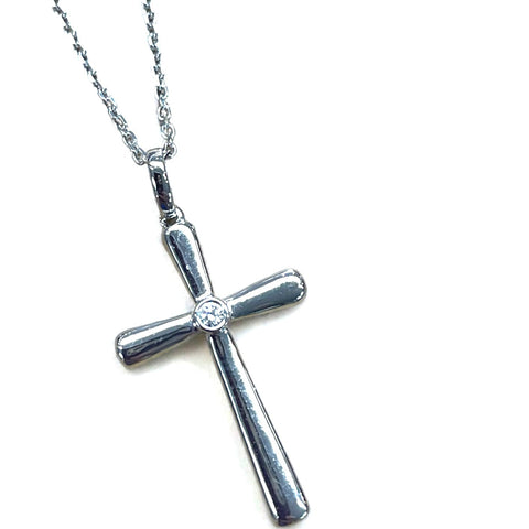 White Gold Diamond Cross Pendant