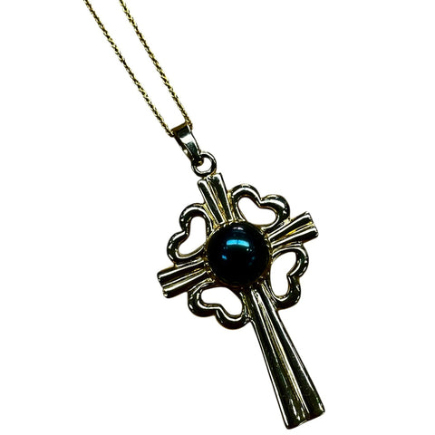 Black Pearl Cross Pendant