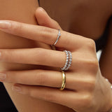 Silver Half Round Cubic Zirconia Ring