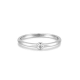 Silver Half Round Cubic Zirconia Ring