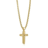 Double Cross Black CZ Pendant Necklace