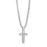 Double Cross Black CZ Pendant Necklace