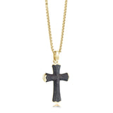 Stainless Steel Carbon Fibre Roman Cross Pendant Necklace