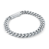 Stainless Steel 7.7mm Curb Key Clasp Bracelet
