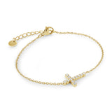Stainless Steel 1.5mm Rollo White CZ Cross Bracelet