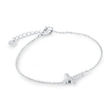 Stainless Steel 1.5mm Rollo White CZ Cross Bracelet