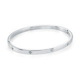 Stainless Steel 4mm White CZ Bangle Bracelet