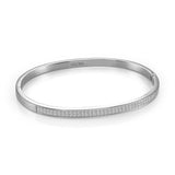 Stainless Steel Double Row Cubic Zirconia Bangle Bracelet