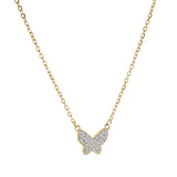 Stainless Steel White Cubic Zirconia Butterfly Necklace