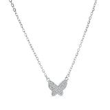 Stainless Steel White Cubic Zirconia Butterfly Necklace