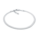 Stainless Steel Flat Herringbone White Cubic Zirconia Drop Bracelet