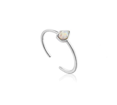 Opal Color Adjustable Silver Ring