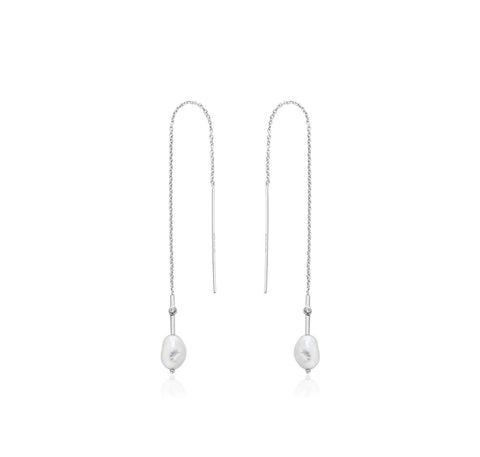Silver Pearl Threader Earrings