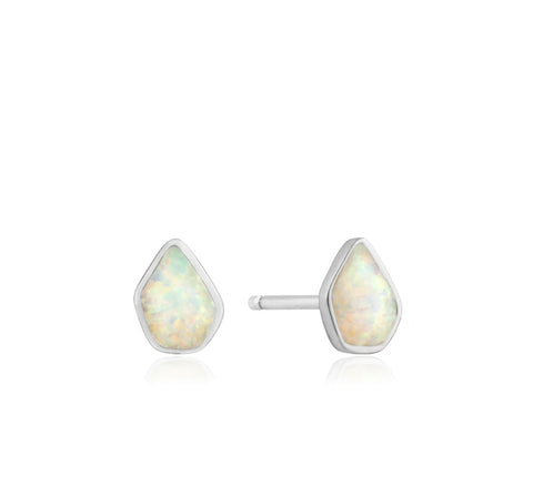 Opal Color Silver Stud Earrings