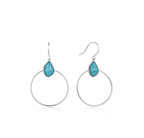 Turquoise Front Hoop Silver Earrings