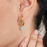 Gold Orbit Stud Mini Hoop Earrings