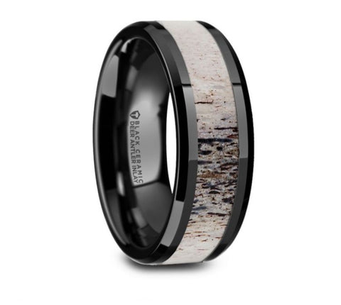 TRES Ceramic Band with Ombre Antler Inlay